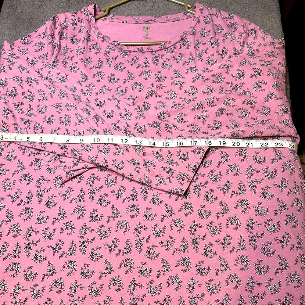 Womens Long Sleeve Dark Rose Color Floral Pattern 3XL